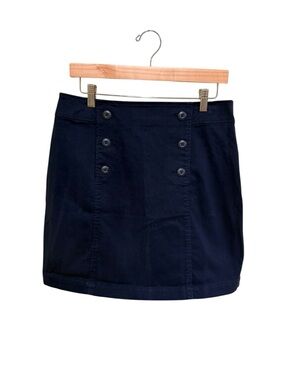 Classic LOFT Navy Double-Button A-Line Mini Skirt - Size 8